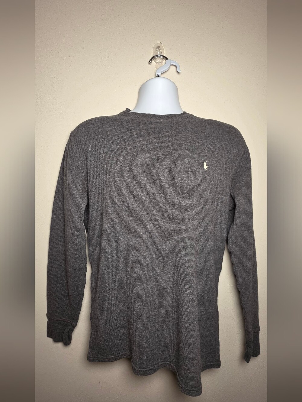 Polo by Ralph Lauren Gray Long-Sleeve Waffle Crewneck Shirt